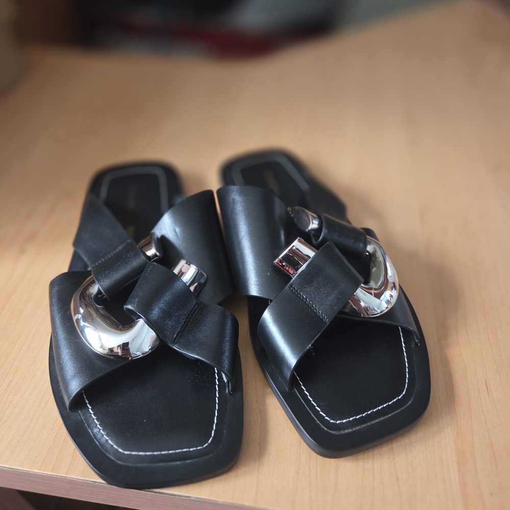 Proenza Schouler Black Sandals with Silver Details
